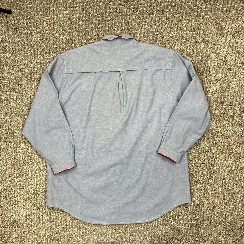 Vintage Jennifer Blair Shirt Womens 10 Blue Chambray Santa Christmas Houses 90s - Picture 2 of 9